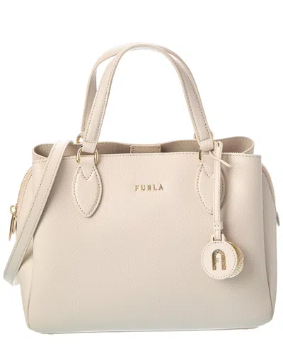 Furla Minerva Small Leather Tote In White