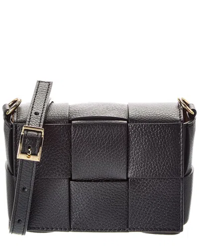 Isabella Rossetti Leah Hand-woven Leather Crossbody In Black