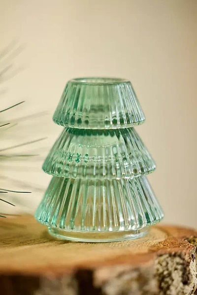 Terrain Luster Glass Tree Taper Holder In Green