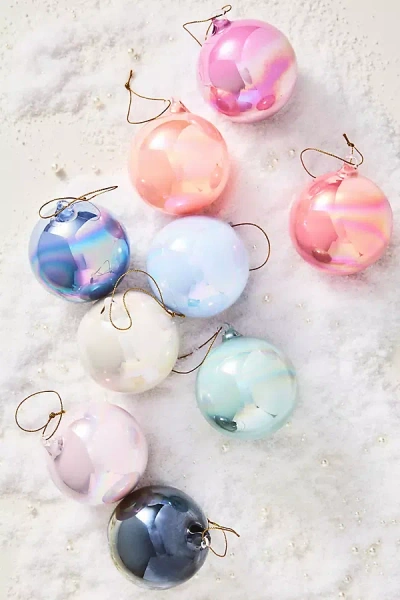Anthropologie 3" Shining Ball Ornaments, Set Of 9 In Multi