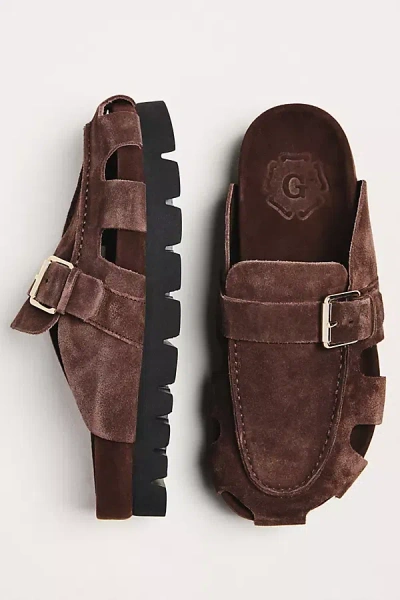 Grenson Dotty Suede Cut-out Clogs In Brown