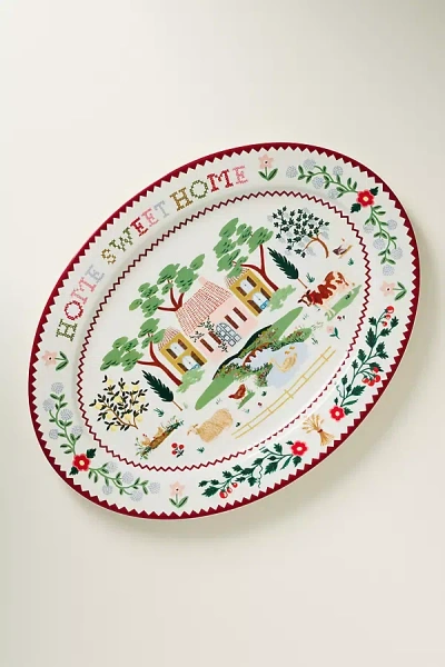Rifle Paper Co Home Sweet Home Porcelain Platter In Multi