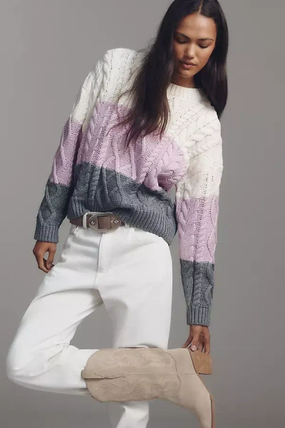 English Factory Colorblock Cable-knit Sweater In Multi