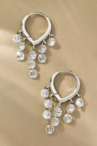 By Anthropologie Drippy Crystal Huggie Hoop Earrings In Metallic