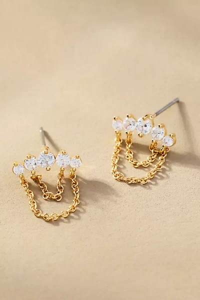 By Anthropologie Crystal Marquis Chain Earrings In Gold
