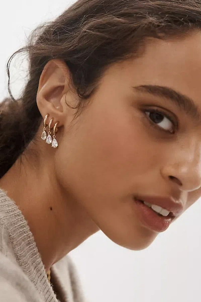 By Anthropologie Crystal Huggie Earrings In Metallic