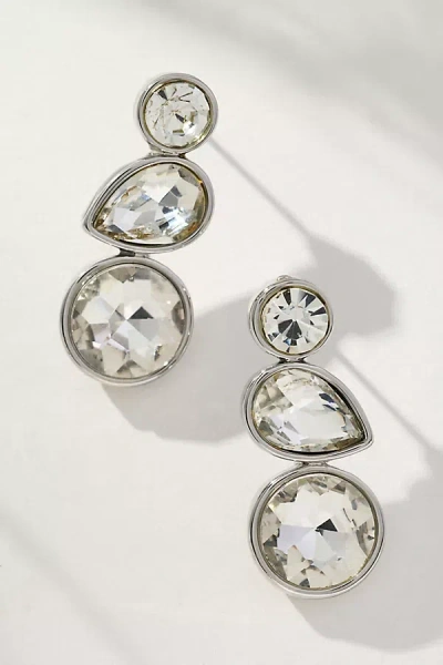 By Anthropologie Triple Crystal Drop Earrings In Silver