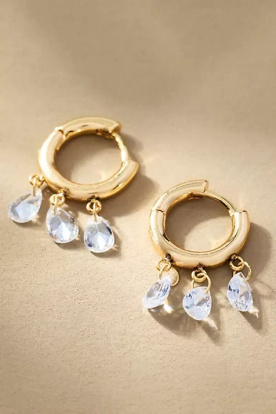 By Anthropologie Huggie Crystal Drop Earrings In Gold