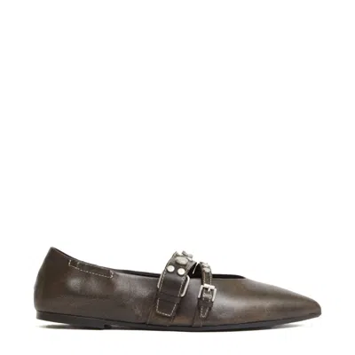 Ash Pointed Toe Ballerinas With Vintage Leather In Brown