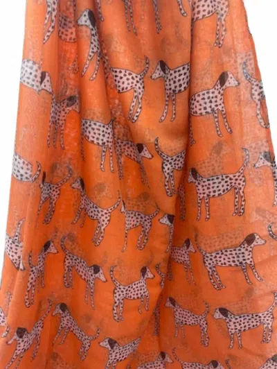 Printed Village Women's Dalmatian Scarf In Orange In Orange