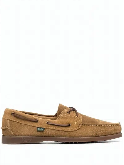 Paraboot Brown Suede Boat Shoes In Brown