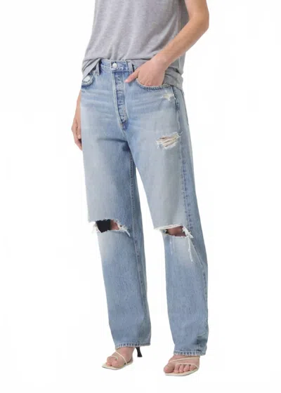 Agolde 90s Mid Rise Straight Leg Jeans In Threadbare In Blue