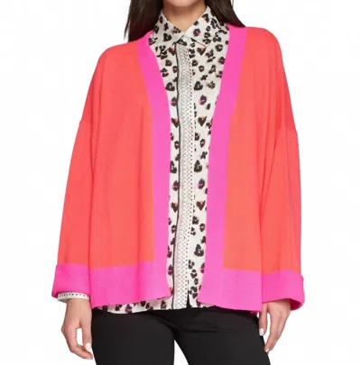 Vilagallo Knitwear Tweed Cardigan In Pink Red In Red