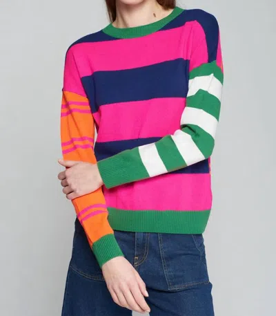 Vilagallo Knit Stripe Sweater In Beige Orange Pink In Multi