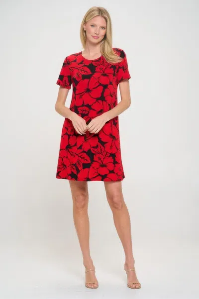 Truedames Short-sleeved Knee-length Dress In Red