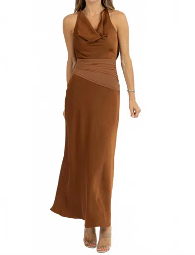 One & Only Stella Cowl Back Dress In Brown In Brown