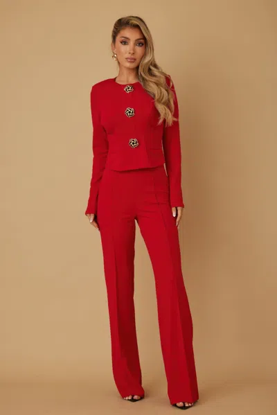 Truedames Elegant Outwear Two Piece Sets In Red