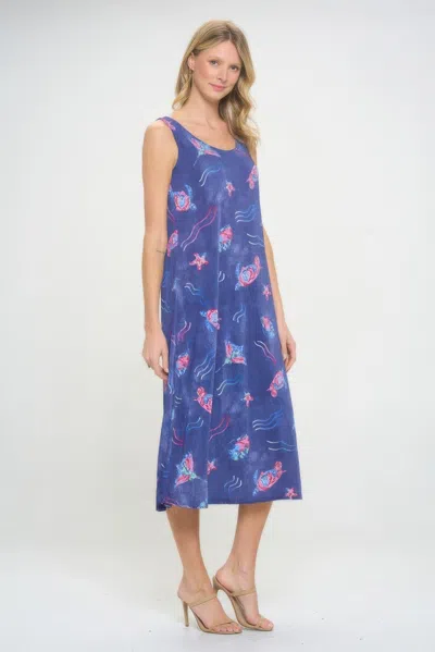 Truedames Bns Print Long Tank Dress In Blue