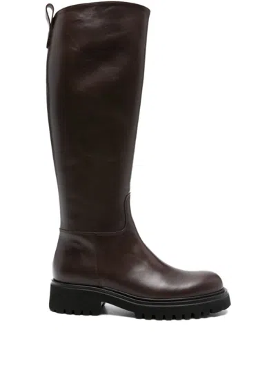 Guglielmo Rotta Brown Ankle Boots With Side Zip Closure In Black