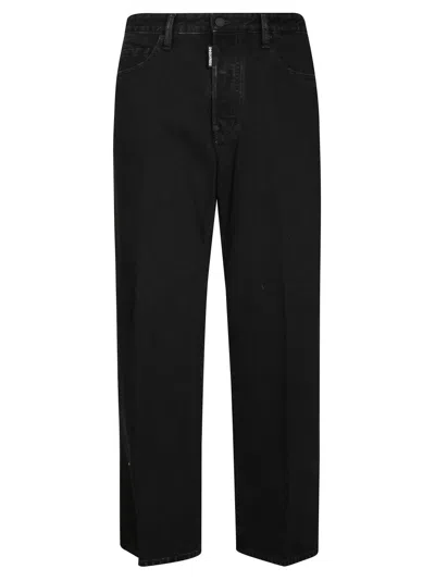 Dsquared2 Straight-leg Black Pants With Five Pockets In Animal Print