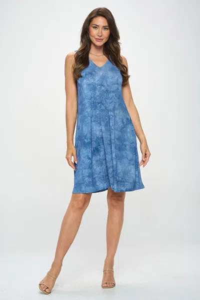 Truedames Ity Fabric V-neckline Short Dress In Blue