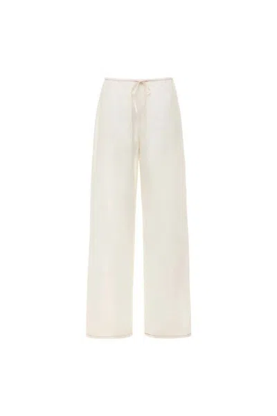 Montce Cream (raspberry Stitch) Drawstring Pant In White
