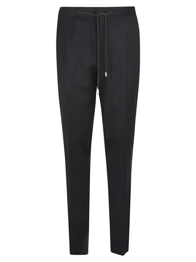 Lardini Tailored Black Pants With Drawstring Waistband In Black