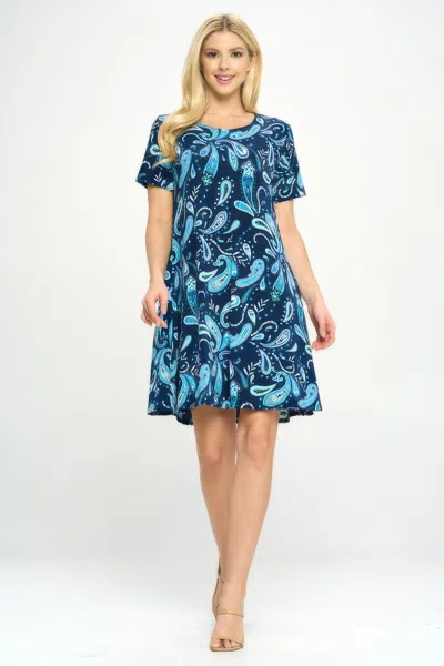Truedames Short-sleeved Knee-length Dress In Blue