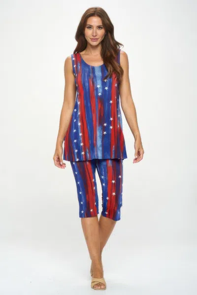 Truedames Plus Size Bns Tank Capri Pants Set In Multi