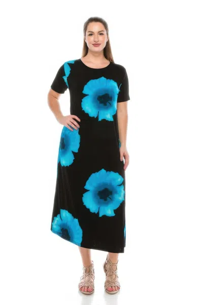 Truedames Plus Size Bns Print Long Dress In Blue
