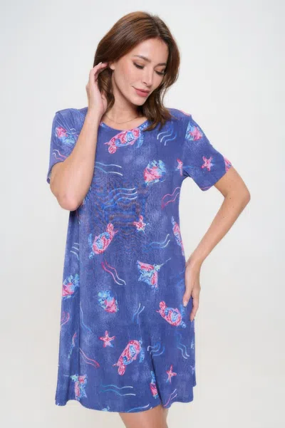 Truedames Short-sleeved Knee-length Dress In Blue