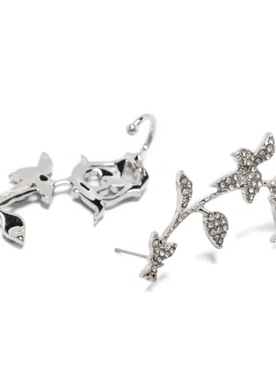 Patrizia Pepe Crystal-embellished Floral Earrings In Metallic