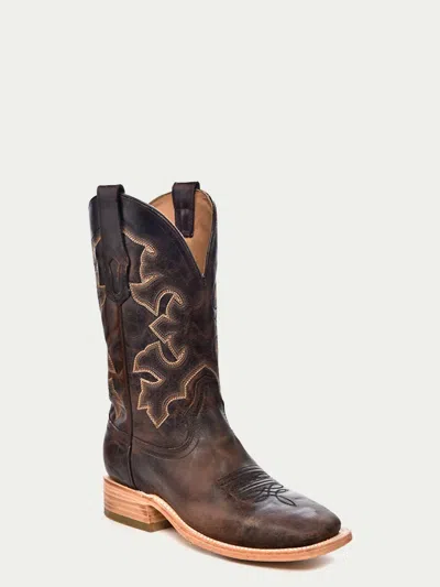 Corral Men's Embroidery Square Toe Cowboy Boot In Moka Brown In Multi