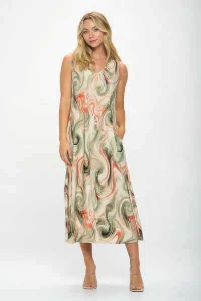 Truedames Hit V-neck Bias Long Dress W/pocket In Multi