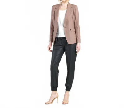 Clara Sunwoo Liquid Leather Signature Pocket Blazer In Taupe In Gray
