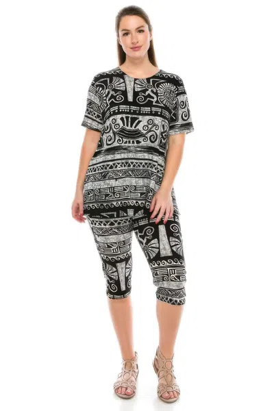 Truedames Matching Capri Pant Set In Plus Size In Black