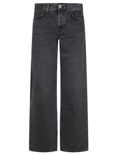 Agolde Harper Mid-rise Straight-leg Denim Trousers In Black