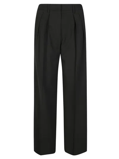 Forte Forte High-waisted Tailored Trousers In Wool And Viscose Blend In Black