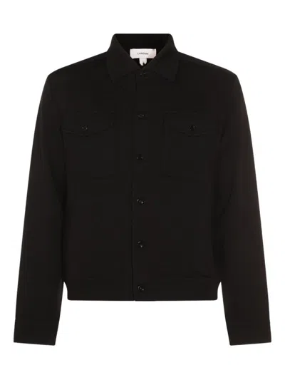 Lardini Textured Wool Knit Jacket With Button Fastening And Flap Pockets In Black