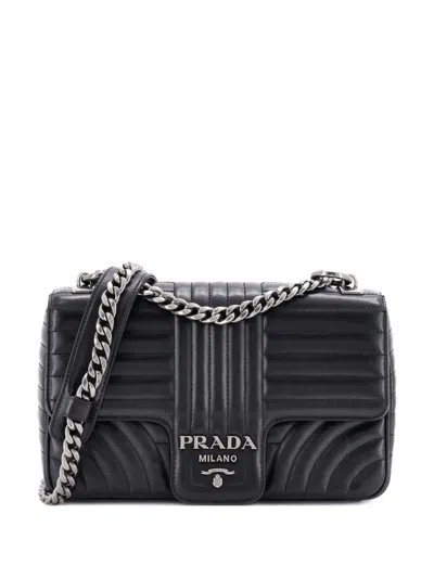 Pre-owned Prada Chain Flap Shoulder Bag Diagramme Quilted Leather Medium Crossbody Bag