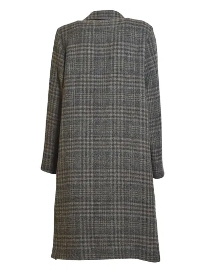 Solotre Check-pattern Coat In Gray