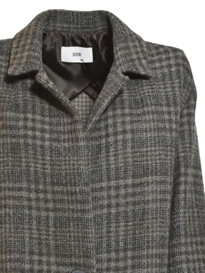 Solotre Check-pattern Coat In Gray