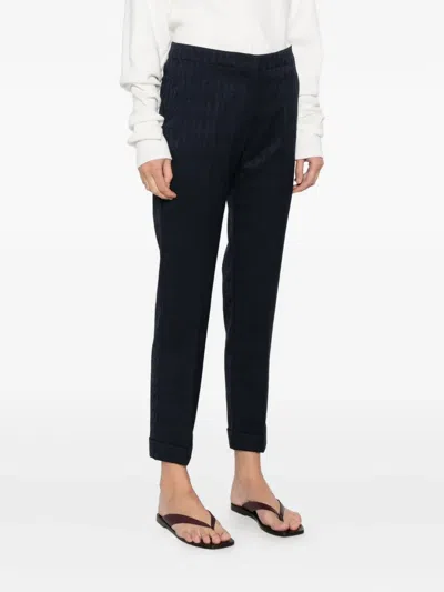 Etro Patterned Cuffed Trousers In Blue
