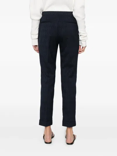 Etro Patterned Cuffed Trousers In Blue