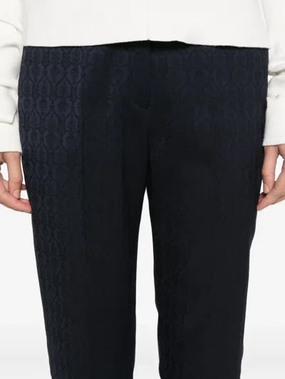 Etro Patterned Cuffed Trousers In Blue