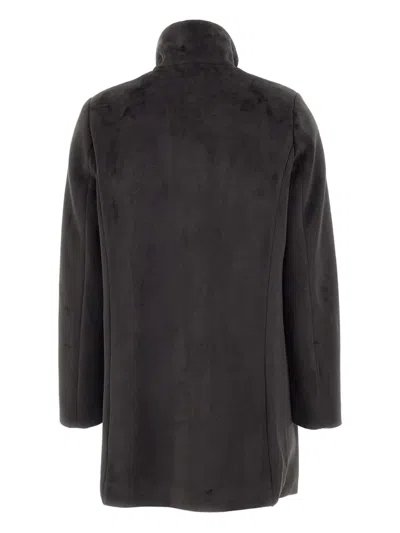 Rrd Button High-neck Coat In Black