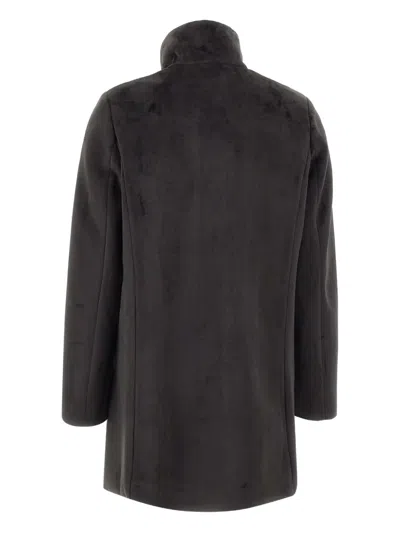Rrd Button High-neck Coat In Black