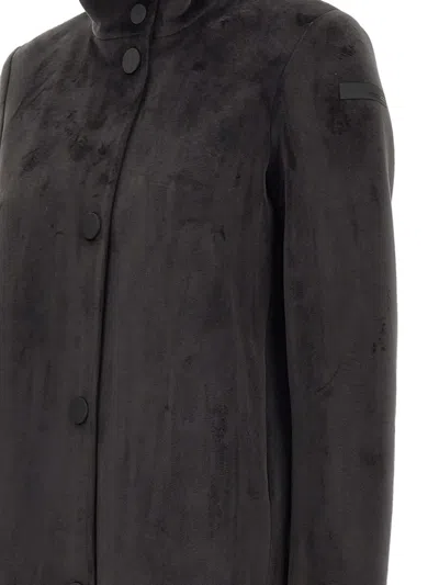 Rrd Button High-neck Coat In Black