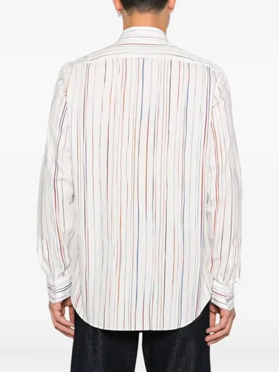 Paul Smith Striped Organic Cotton-poplin Shirt In White