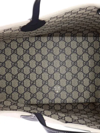 Pre-owned Gucci Logo Shopper Printed Canvas Medium Tote Bag